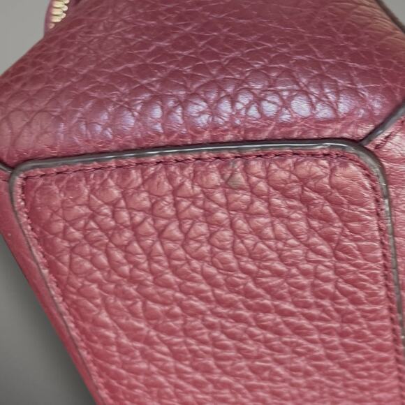 KATE SPACE NEW YORK Deep Burgundy Pebble Leather Shoulder Bag Great Condition - Picture 11 of 15